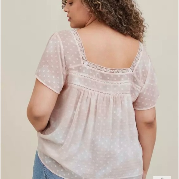 NWT Torrid 4x Pink Tie Dye Clip Dot Chiffon Blouse Sleeveless Ruffle Button Top - Picture 2 of 11